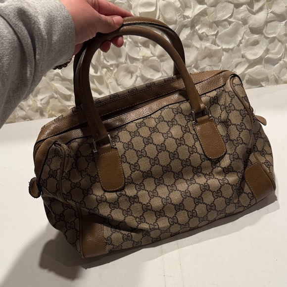 Gucci Vintage Tan and Brown Satchel with Signature Stripe - Picture 3 of 7